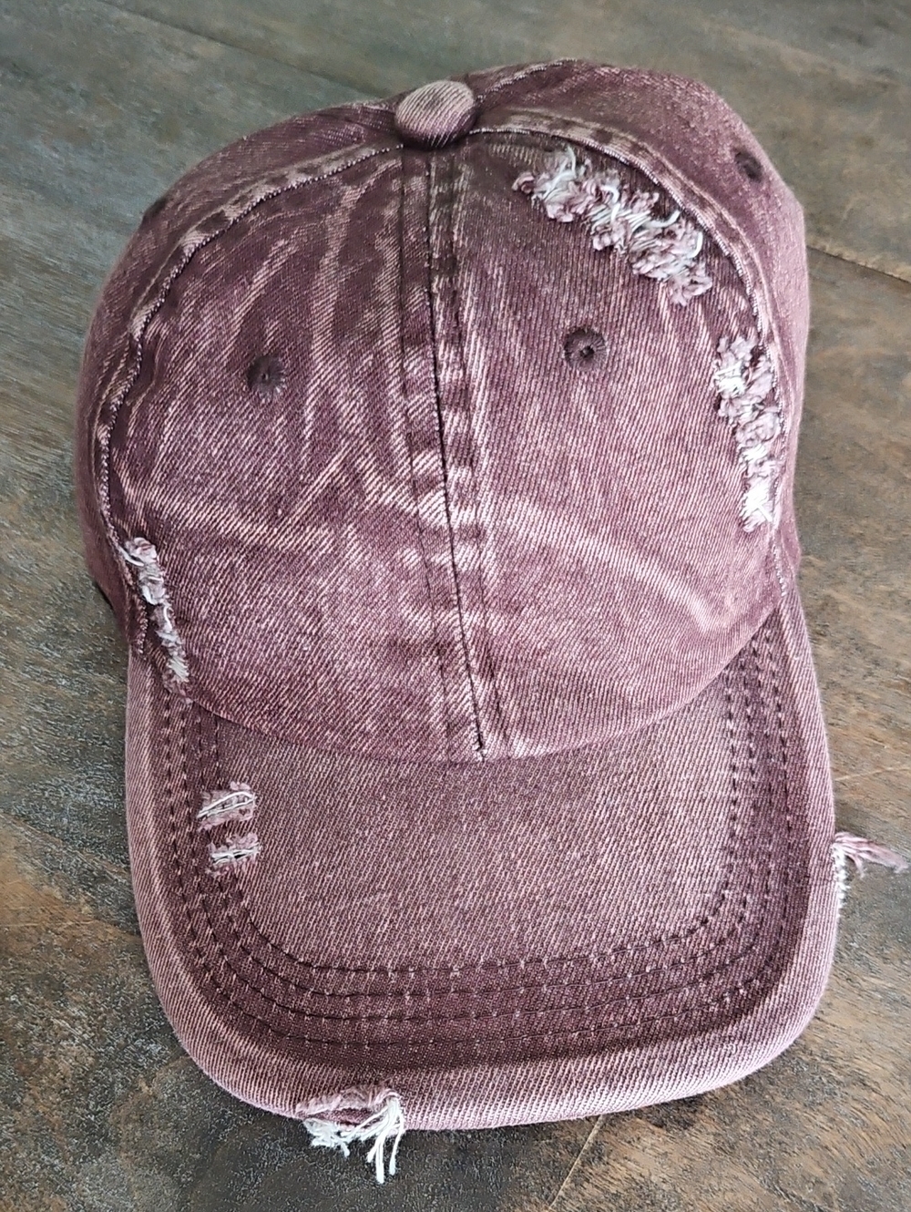 NWT Brown Denim Distressed Baseball Cap